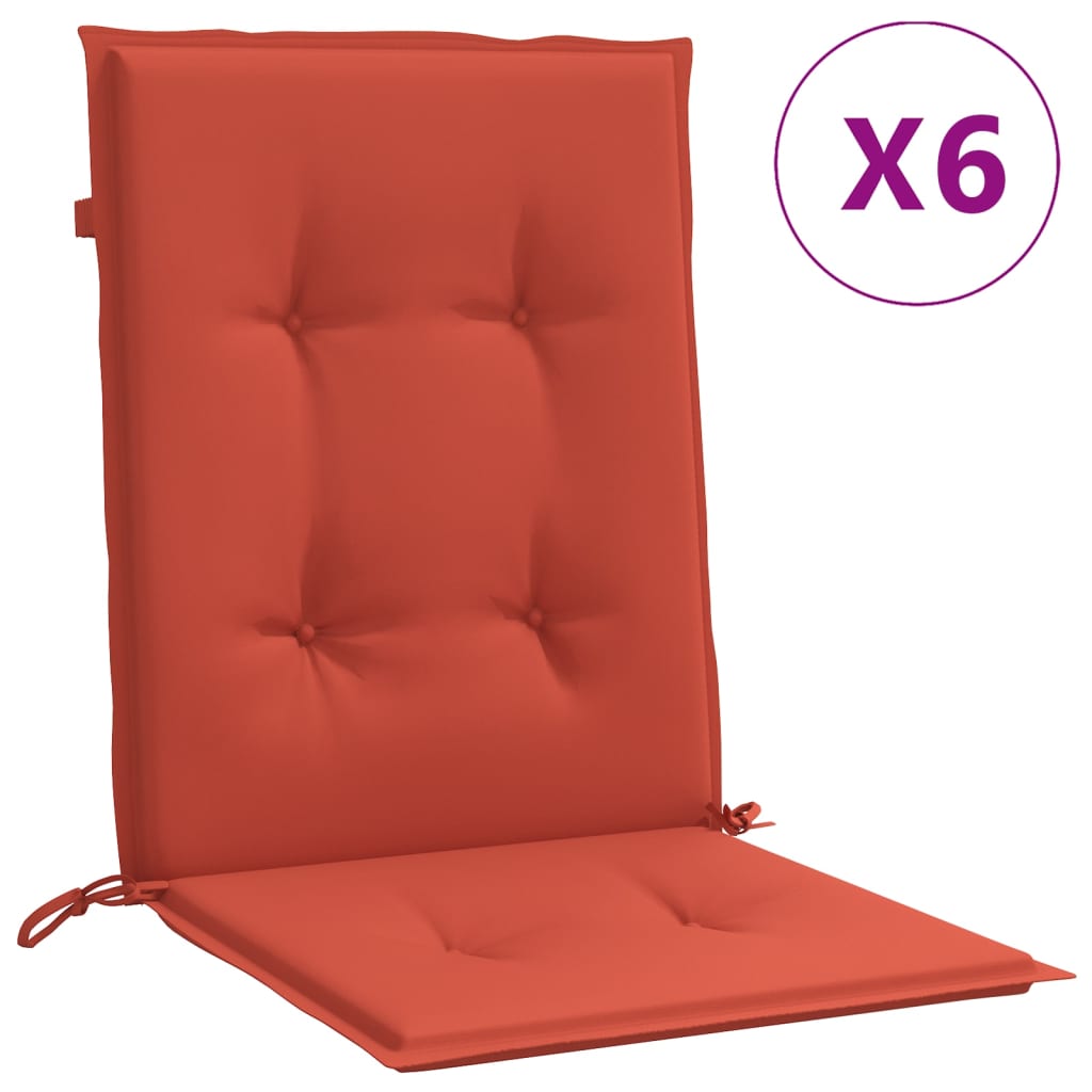 Vidaxx coussins de chaise 6 pcs dossier bas 100x50x4 cm tissu mélangé rouge