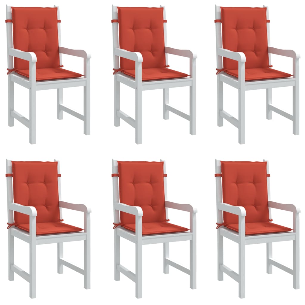Vidaxx coussins de chaise 6 pcs dossier bas 100x50x4 cm tissu mélangé rouge