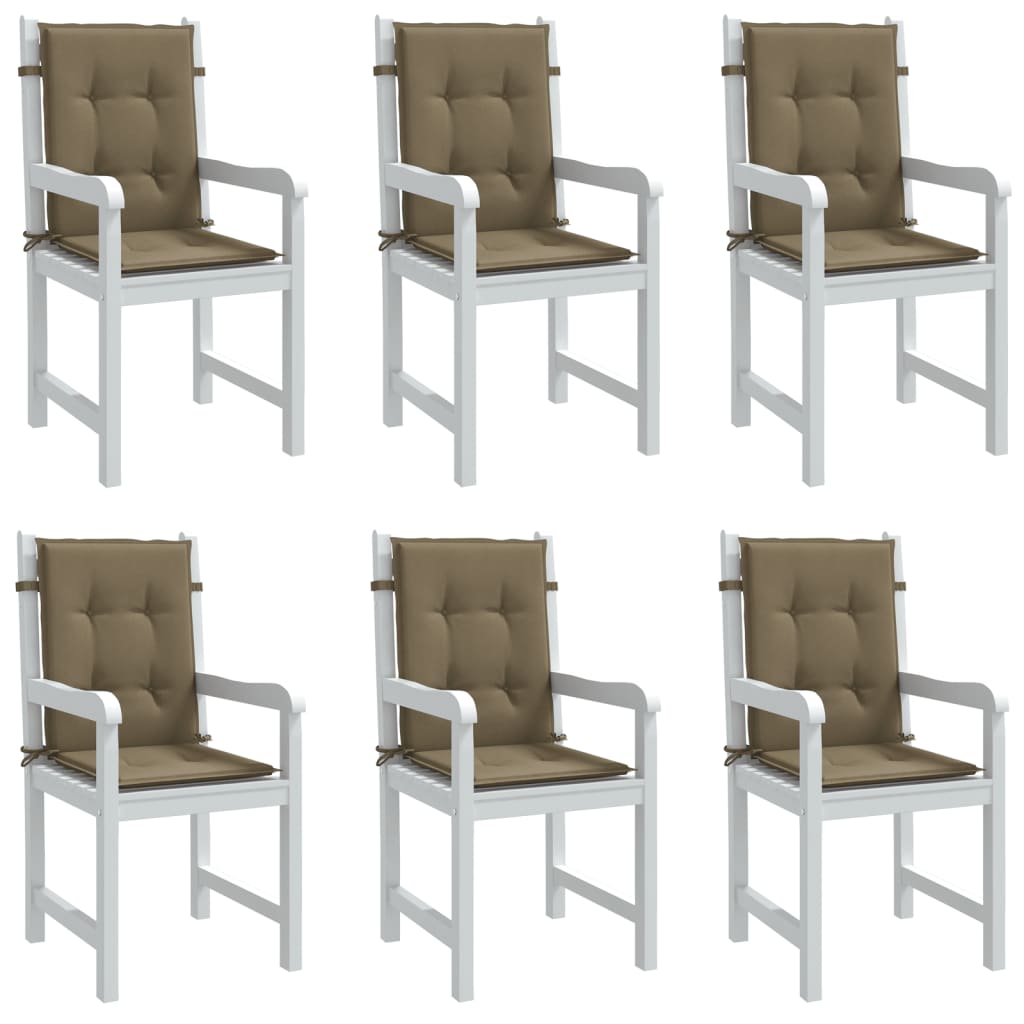 Vidaxx coussins de chaise 6 pcs dossier bas 100x50x4 cm tissu mélange taupe