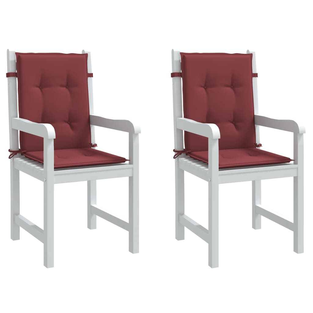 Vidaxx coussins de chaise 2 pcs dossier bas 100x50x4 cm tissu mélangé rouge vin