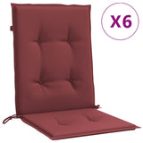 Vidaxx coussins de chaise 6 pcs dossier bas 100x50x4 cm tissu mélangé vin rouge