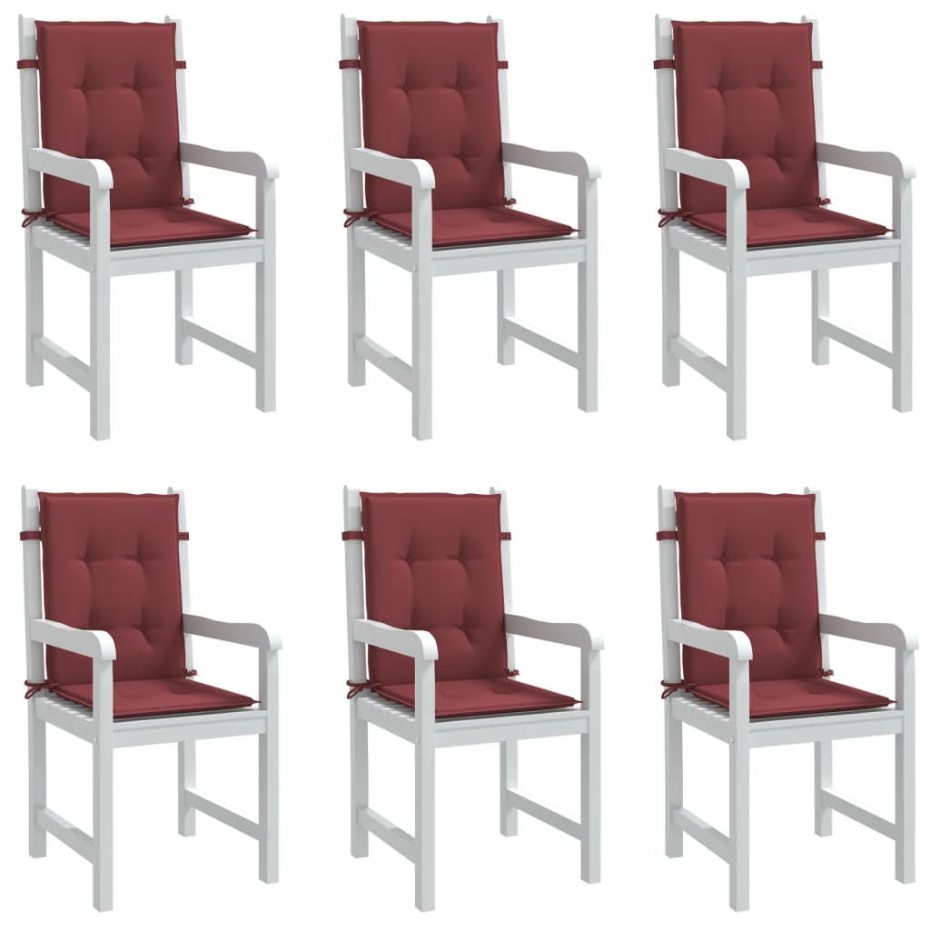 Vidaxx coussins de chaise 6 pcs dossier bas 100x50x4 cm tissu mélangé vin rouge