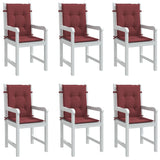 Vidaxx coussins de chaise 6 pcs dossier bas 100x50x4 cm tissu mélangé vin rouge