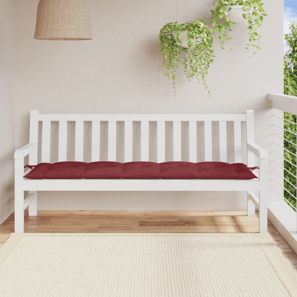 VidaXL coussin de banc de jardin 180x50x7 cm tissu mélangé rouge vin