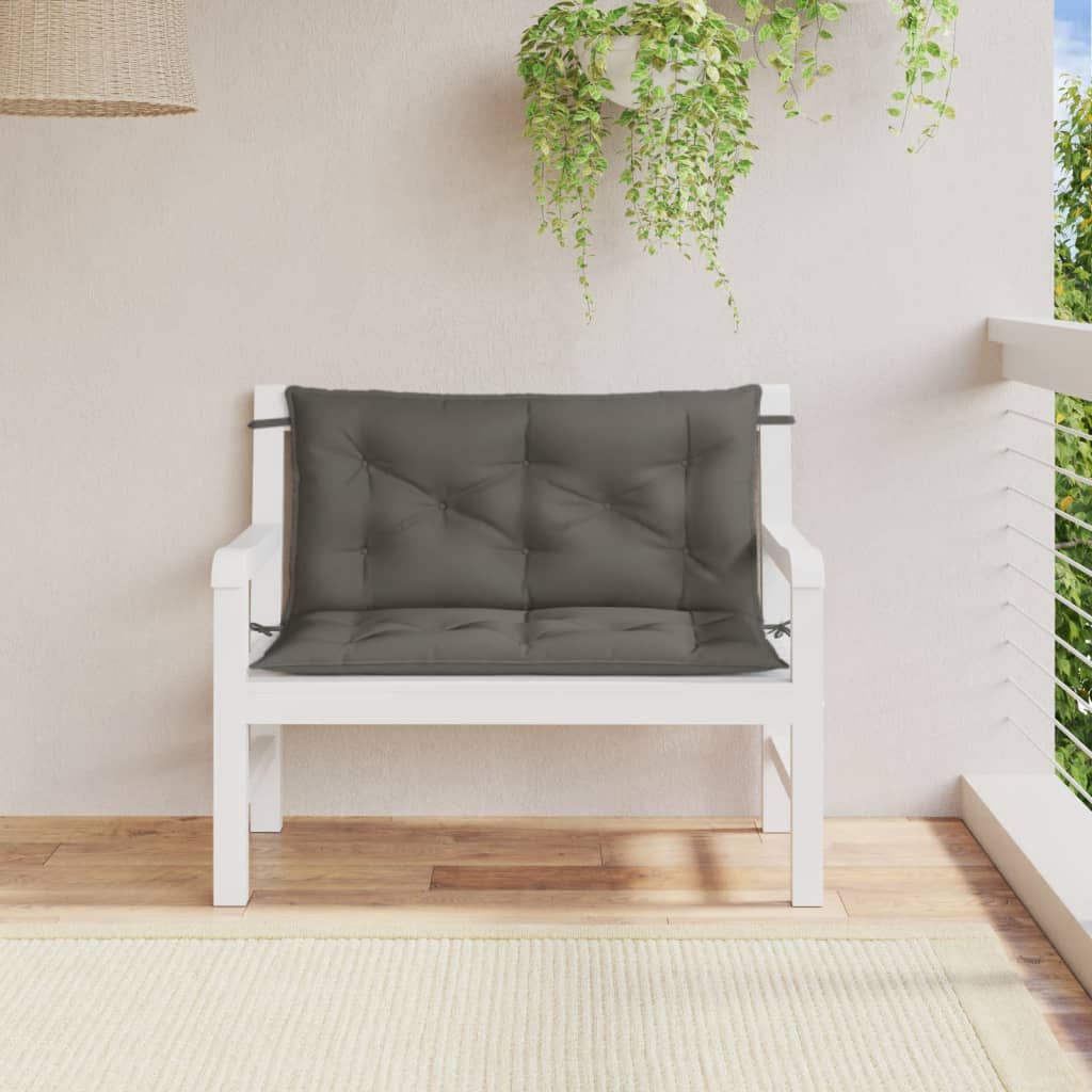 Vidaxl Garden Banc Cushions 2 PCS 100x50x7 cm Tissu mixte gris foncé