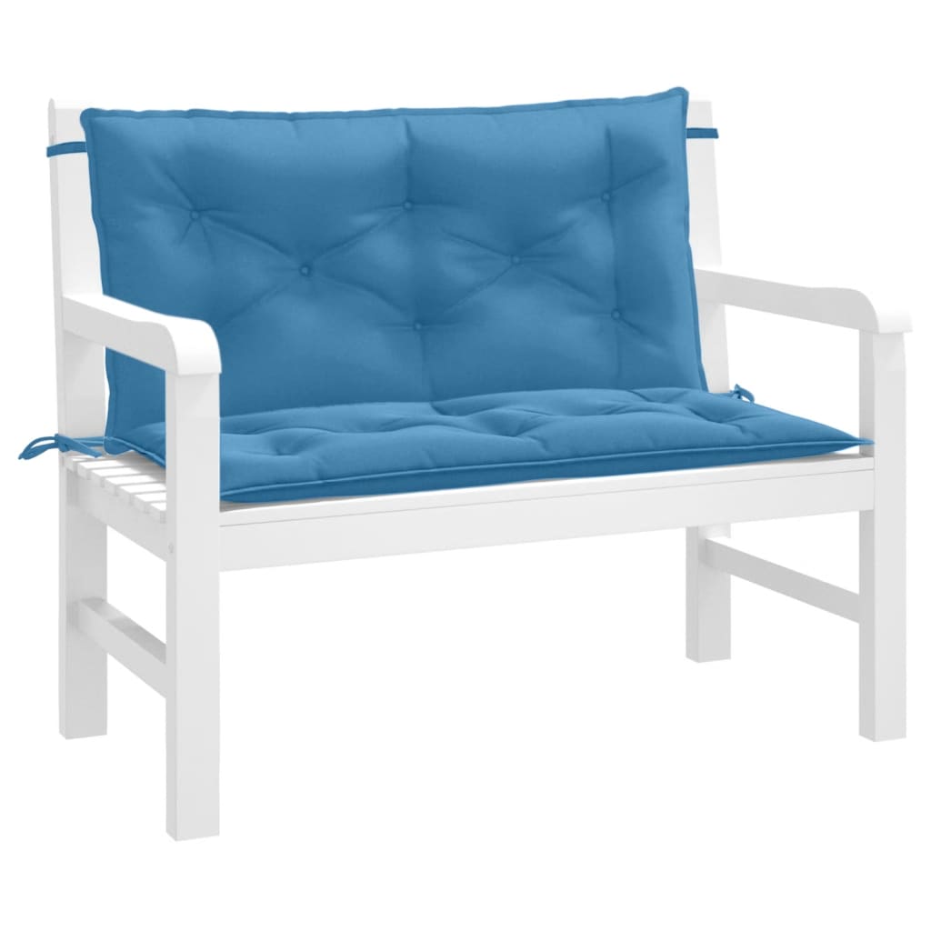 Vidaxx coussins de banc de jardin 2 pcs 100x50x7 cm tissu mélangé bleu