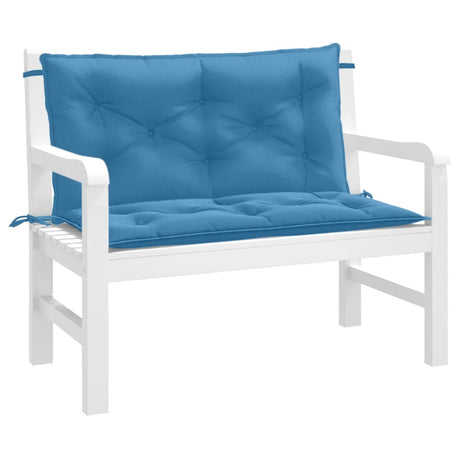 Vidaxx coussins de banc de jardin 2 pcs 100x50x7 cm tissu mélangé bleu