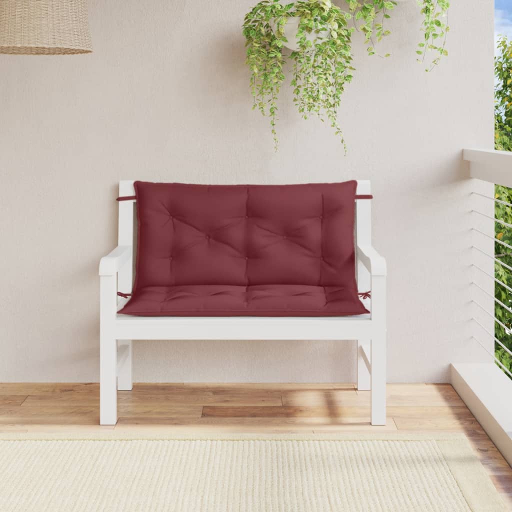 Vidaxx coussins de banc de jardin 2 pcs 100x50x7 cm tissu mélangé rouge vin