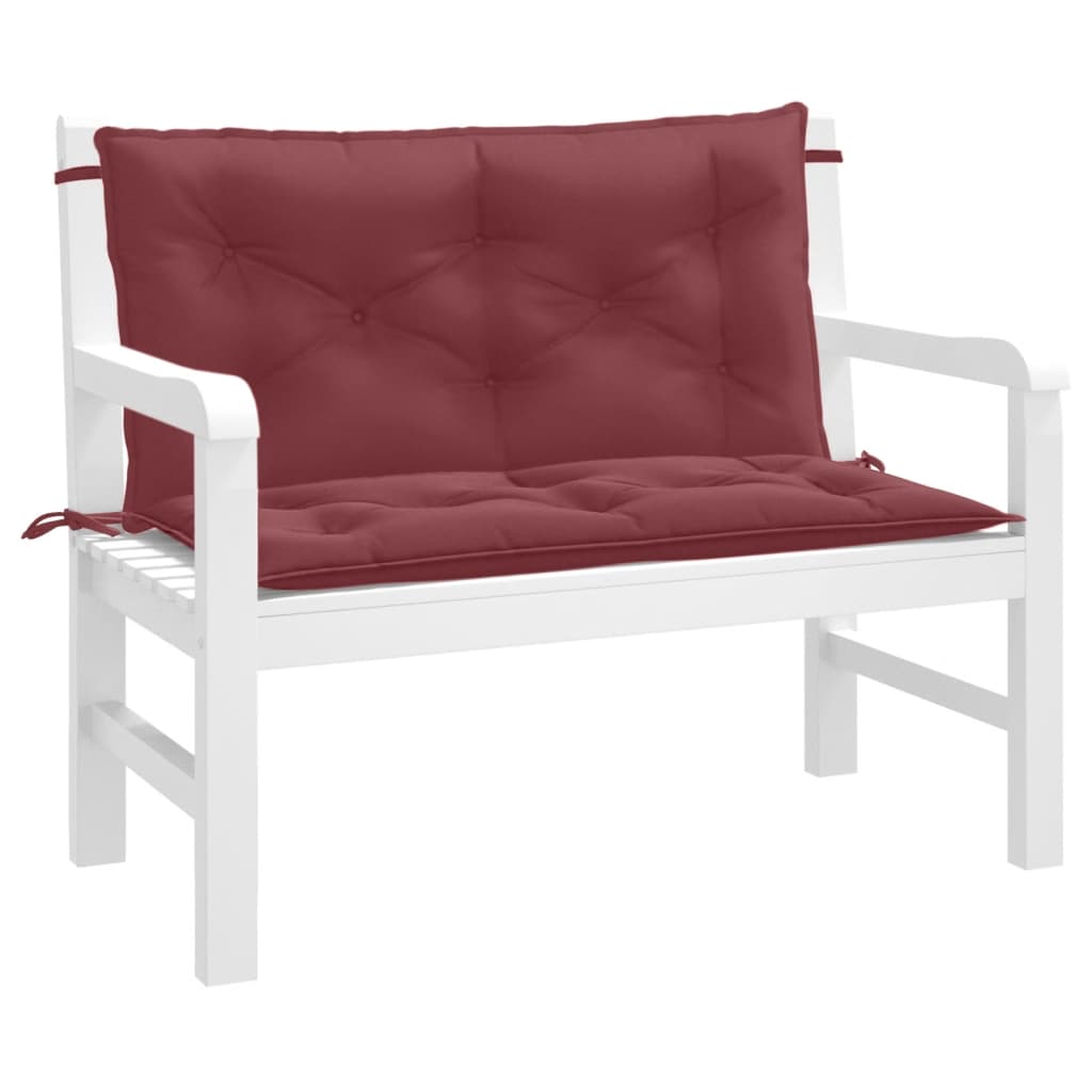 Vidaxx coussins de banc de jardin 2 pcs 100x50x7 cm tissu mélangé rouge vin