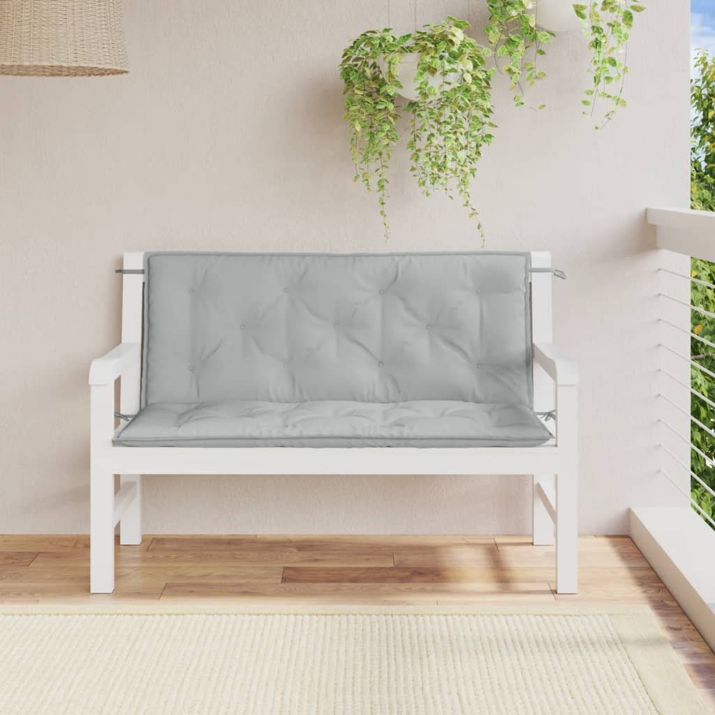 Vidaxl Garden Banc Cushions 2 PCS 120x50x7 cm Tissu gris clair mixte