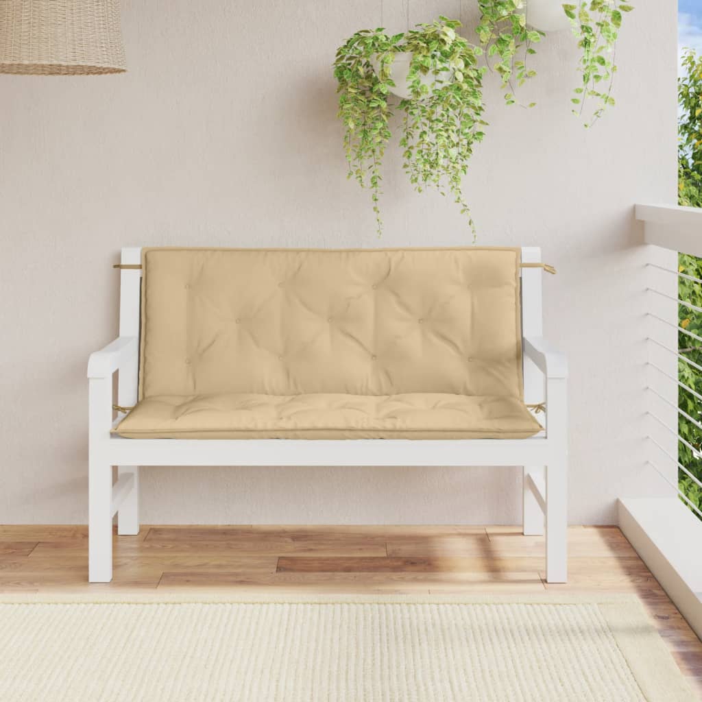 Cojines de banco de jardín Vidaxl 2 pcs 120x50x7 cm de tela beige mixta