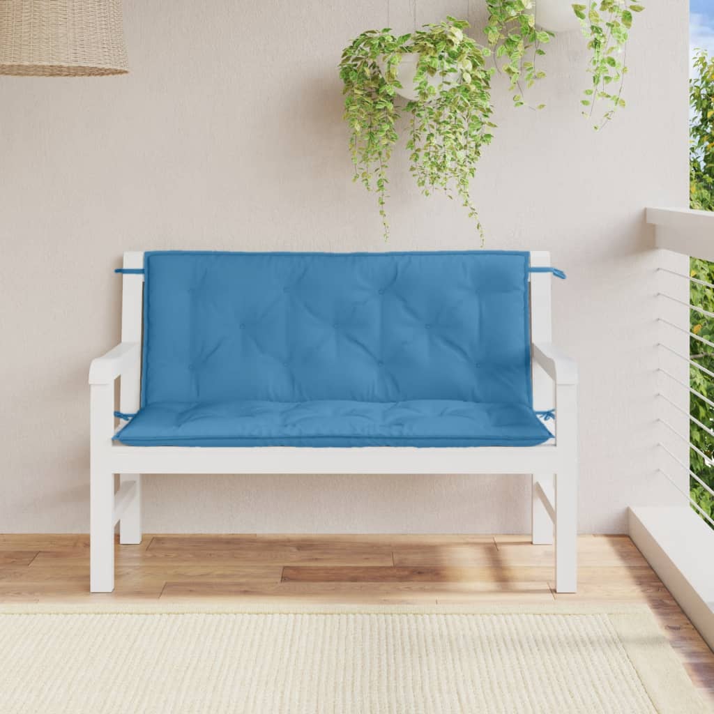 Vidaxl Garden Banc Cushions 2 PCS 120x50x7 cm Fabric Bleu mélangé