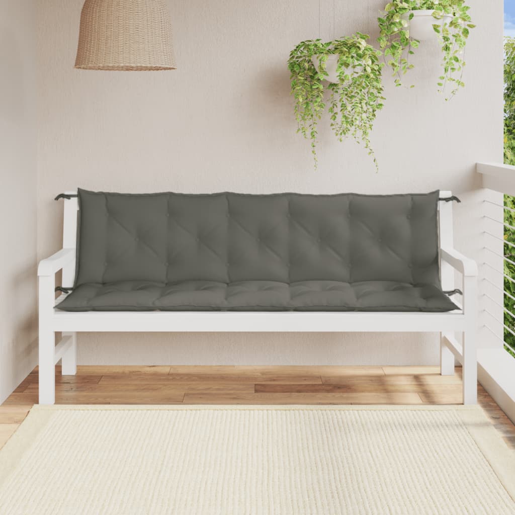 Vidaxl Garden Banch Cushions 2 PCS 180x50x7 cm tessuto misto grigio scuro