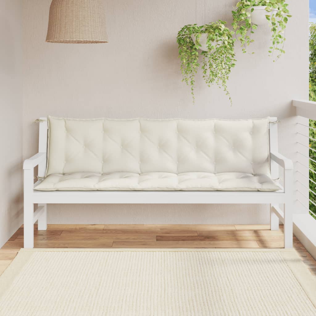 Vidaxl Garden Bench Poduszki 2 szt. 180x50x7 cm tkaninowy krem ​​do kremu