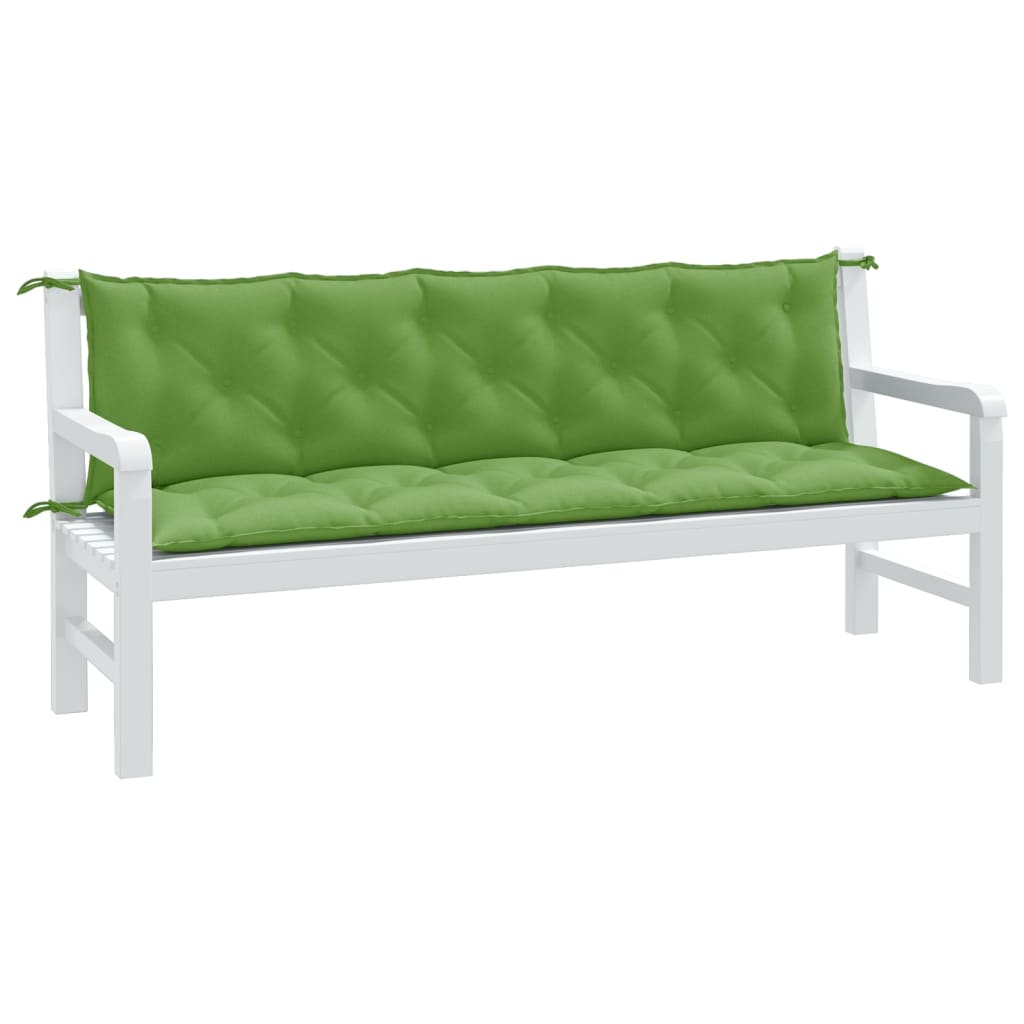 Vidaxx coussins de banc de jardin 2 pcs 180x50x7 cm tissu vert mélangé