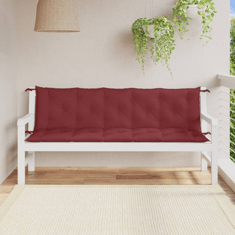 Vidaxx coussins de banc de jardin 2 pcs 180x50x7 cm tissu mélangé rouge vin