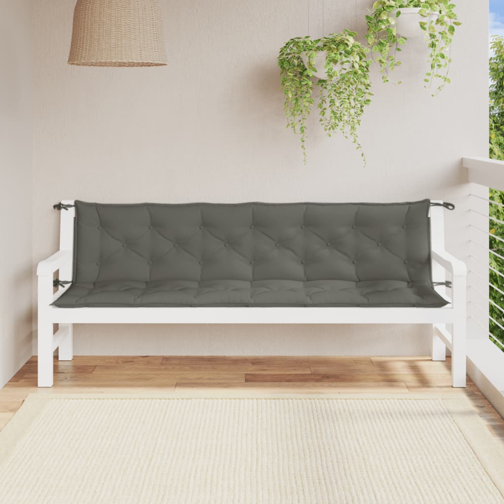 Vidaxx coussins de banc de jardin 2 pcs 200x50x7 cm tissu mélangé gris foncé