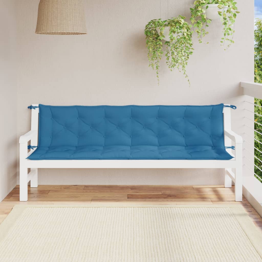 Vidaxx coussins de banc de jardin 2 pcs 200x50x7 cm tissu mélangé bleu