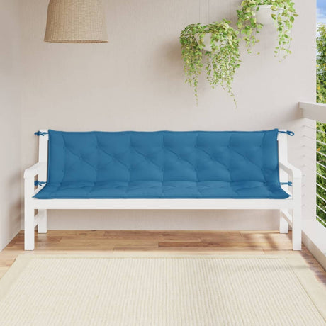 Vidaxx coussins de banc de jardin 2 pcs 200x50x7 cm tissu mélangé bleu