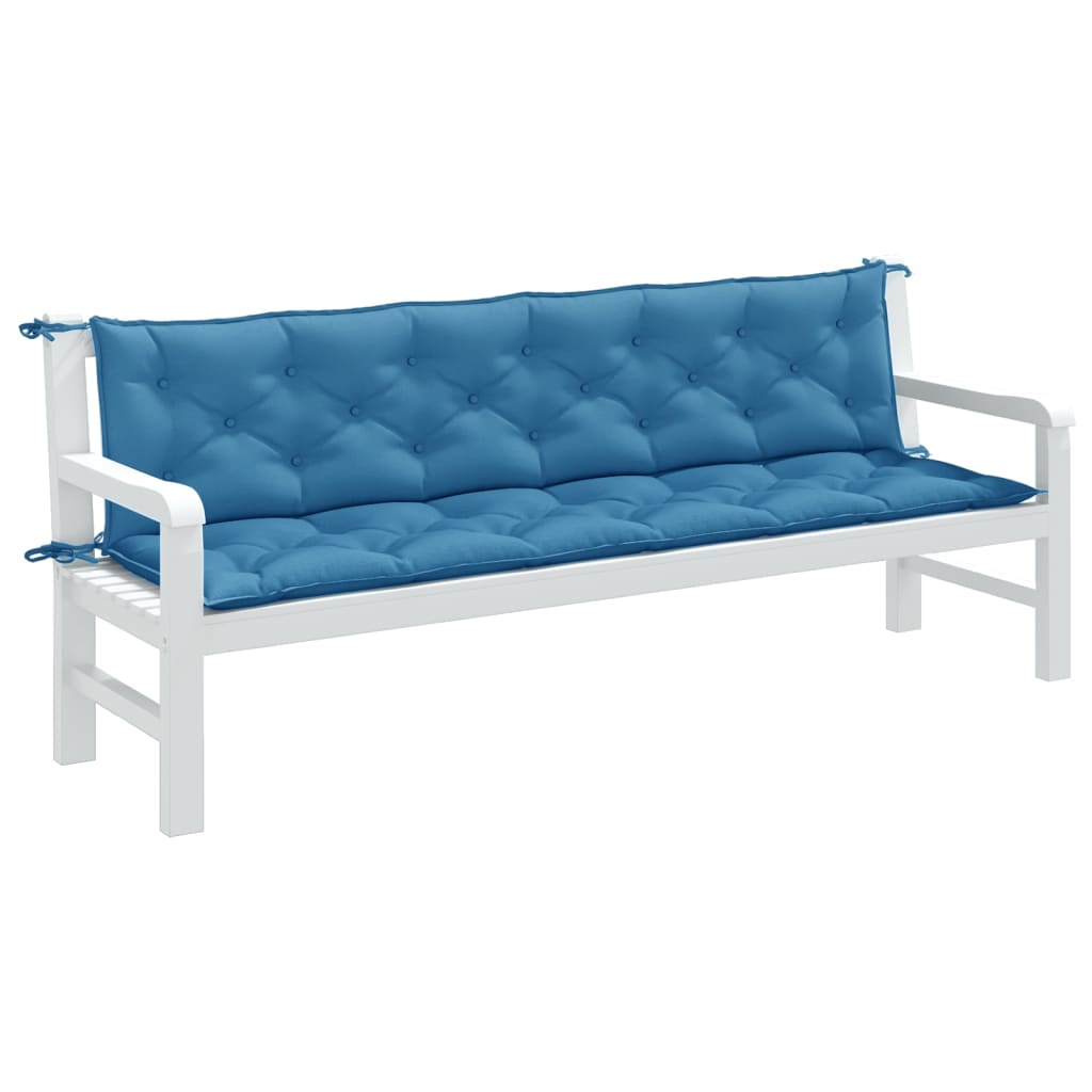 Vidaxx coussins de banc de jardin 2 pcs 200x50x7 cm tissu mélangé bleu