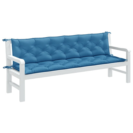 Vidaxx coussins de banc de jardin 2 pcs 200x50x7 cm tissu mélangé bleu