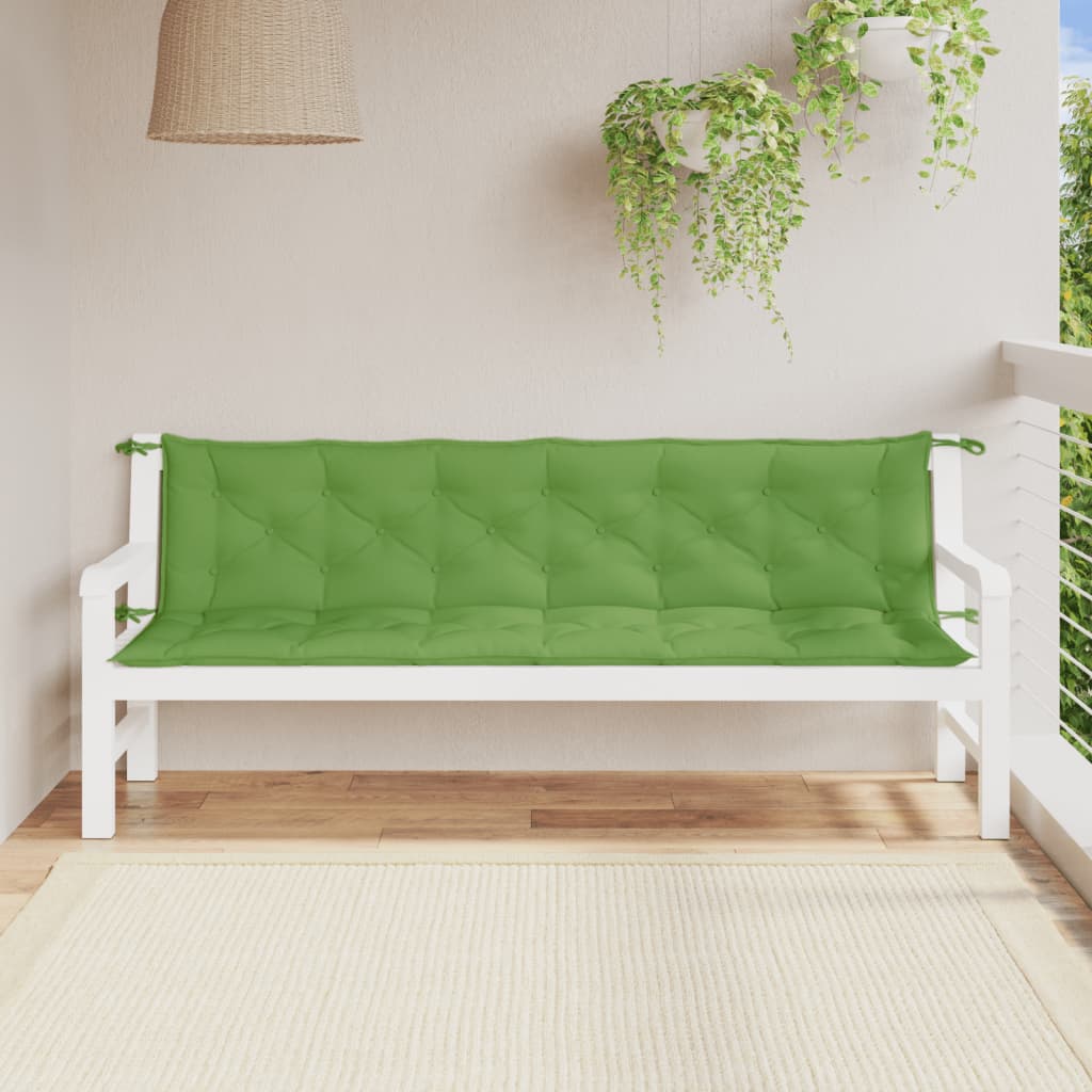 Vidaxx coussins de banc de jardin 2 pcs 200x50x7 cm tissu vert mélangé