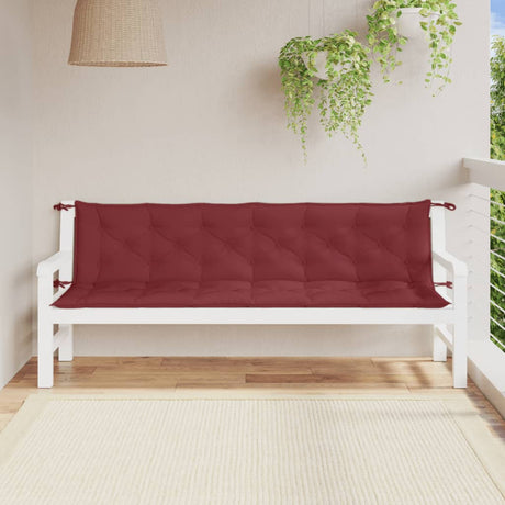 Vidaxx coussins de banc de jardin 2 pcs 200x50x7 cm tissu mélangé rouge vin