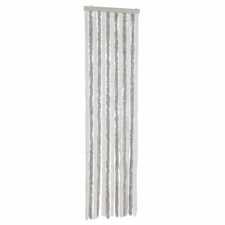 Vidaxl vliegengordijn 56x185 cm chenille lichtgrijs en wit