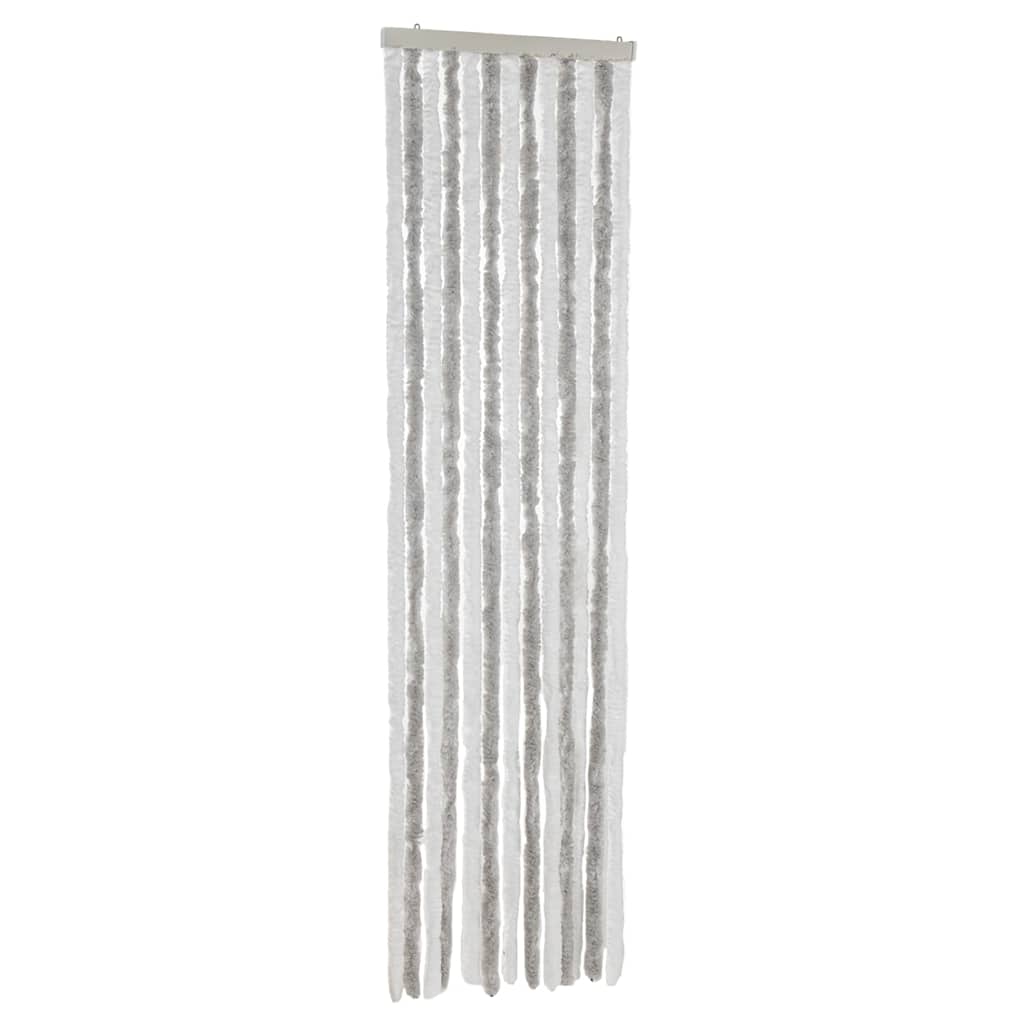 Vidaxl vliegengordijn 56x200 cm chenille lichtgrijs en wit