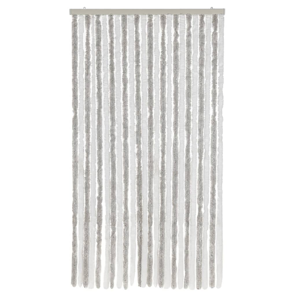 Vidaxx rideau anti-mouches 100x220 cm chenille gris clair et blanc