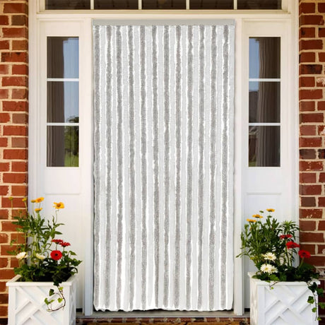 Vidaxx rideau anti-mouches 100x220 cm chenille gris clair et blanc
