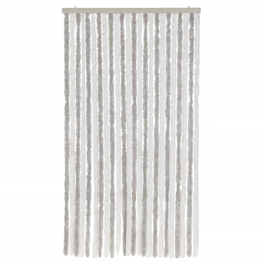 Vidaxx rideau anti-mouches 100x230 cm chenille gris clair et blanc