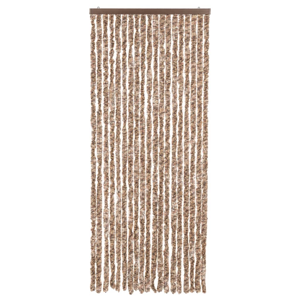 Vidaxl Fly Curtain 56x200 cm Chenille Beige and Dark Brown