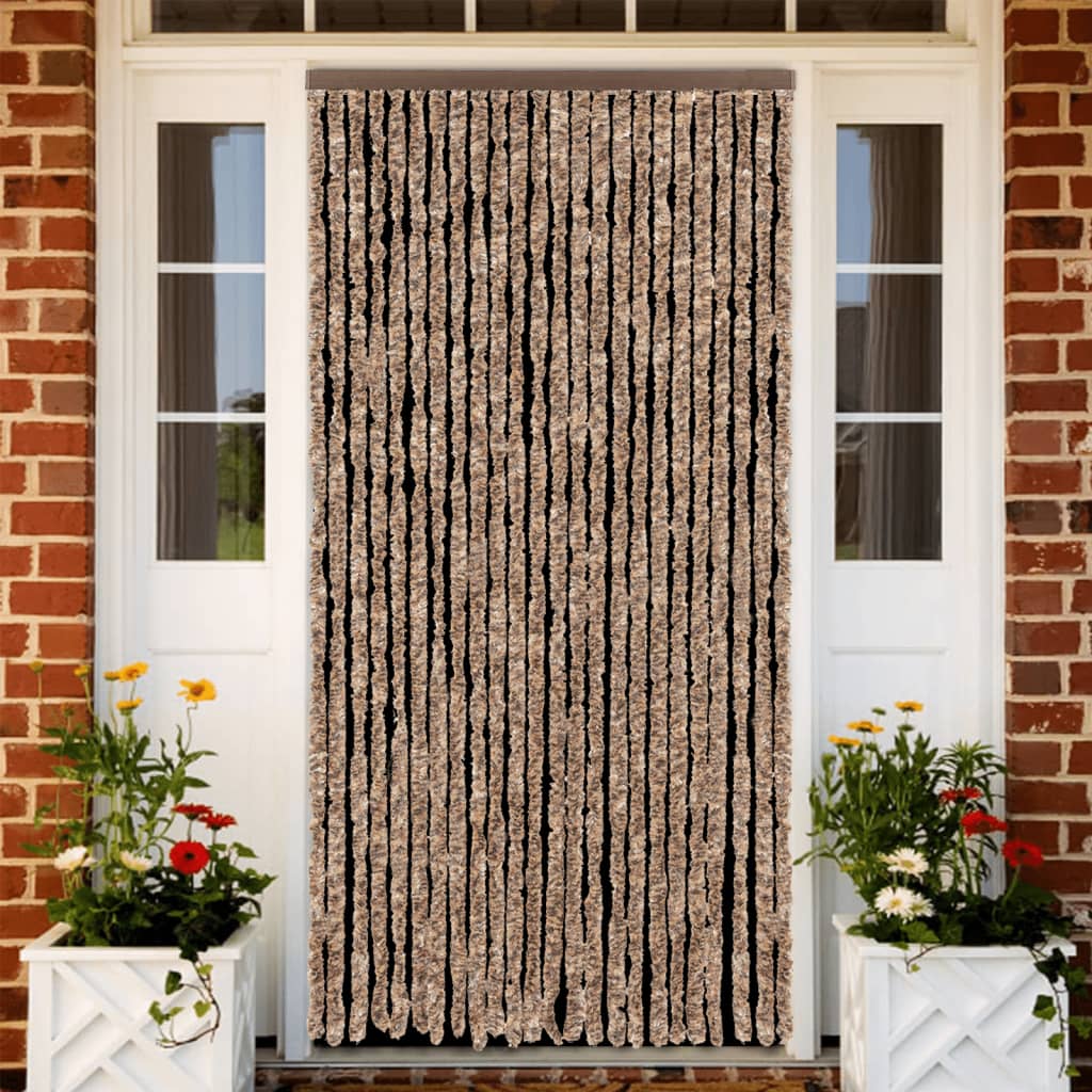 Vidaxl Fly curtain 100x200 cm Chenille beige and dark brown