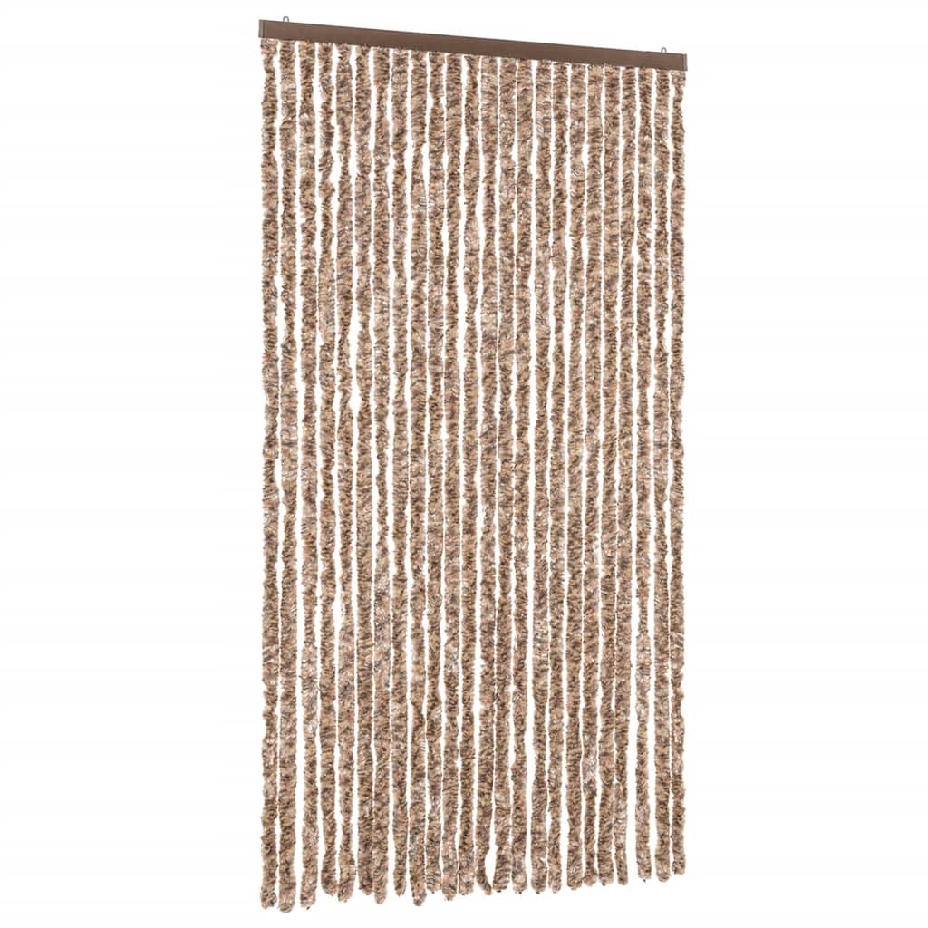 Vidaxl Fly Curtain 100x220 cm Chenille Beige i ciemnobrązowy