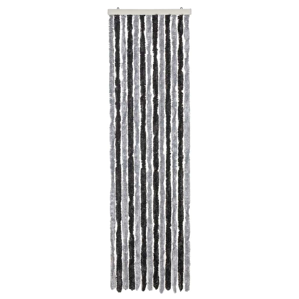 VidaXL Rideau anti-mouches 56x185 cm chenille gris et noir