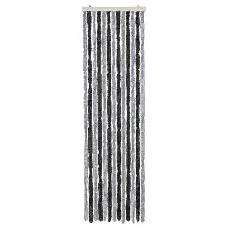 VidaXL Rideau anti-mouches 56x185 cm chenille gris et noir