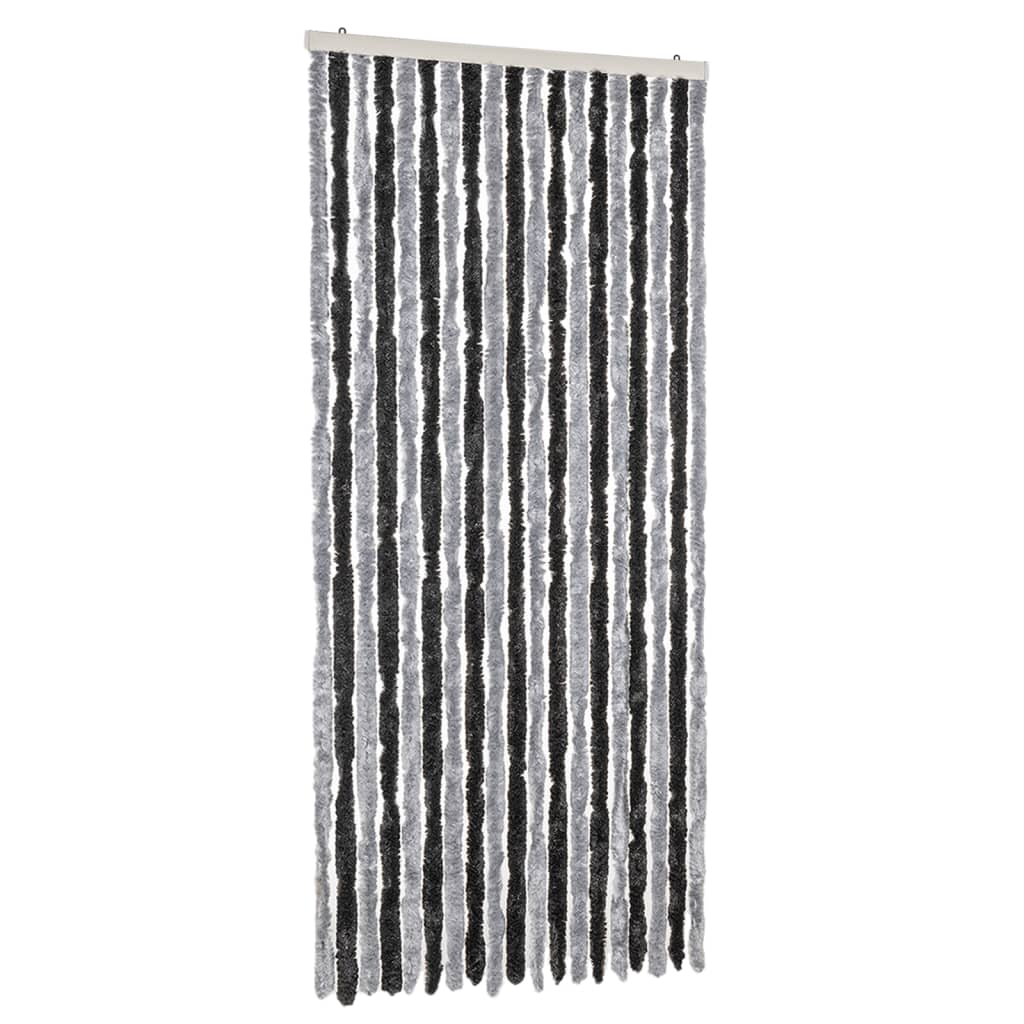 Vidaxl Fly curtain 56x200 cm Chenille Gray and Black