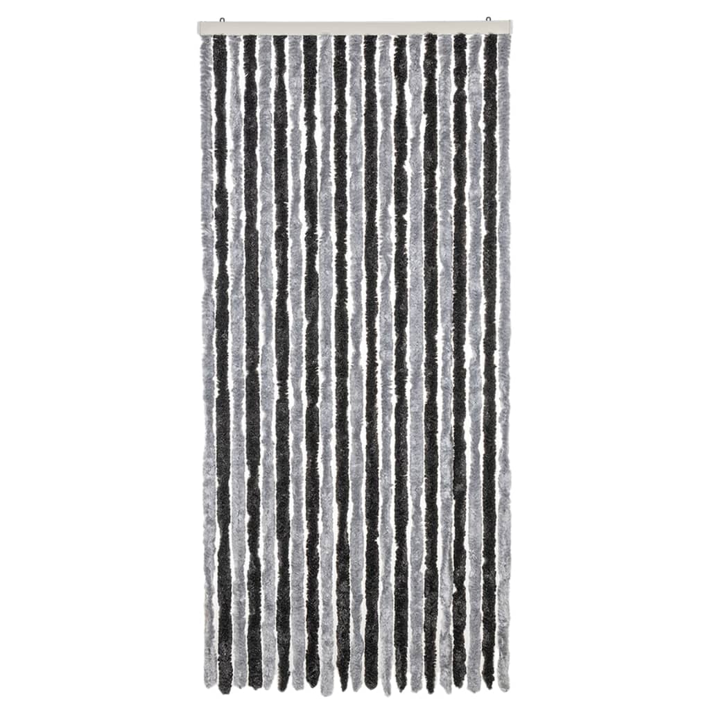 Vidaxl Fly Vorhang 90x200 cm Chenille grau und schwarz