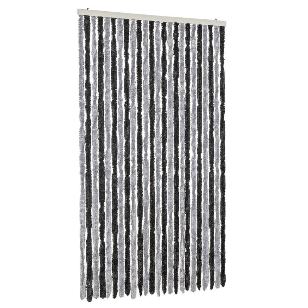 Vidaxx rideau anti-mouches 100x200 cm chenille gris et noir
