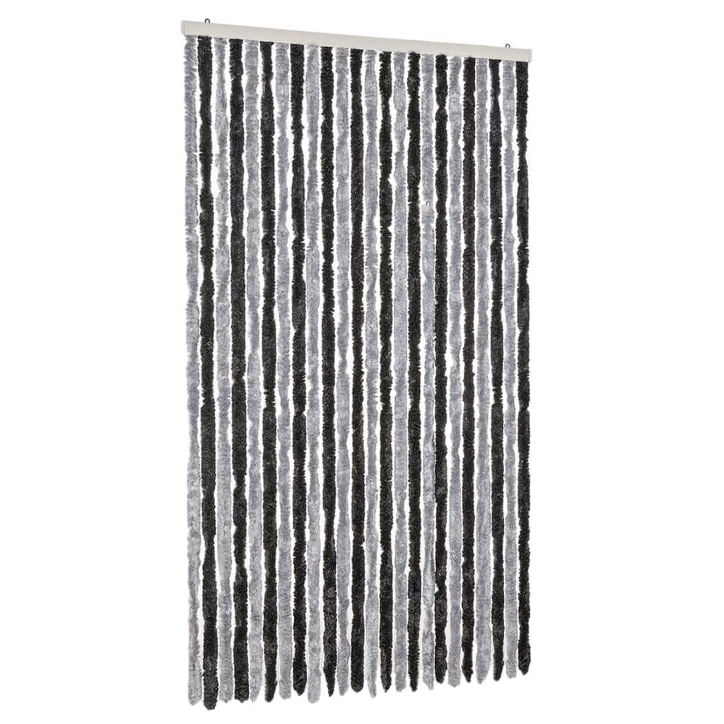 Vidaxl Fly Curtain 100x220 cm CHENILLE GREY ET NOIR