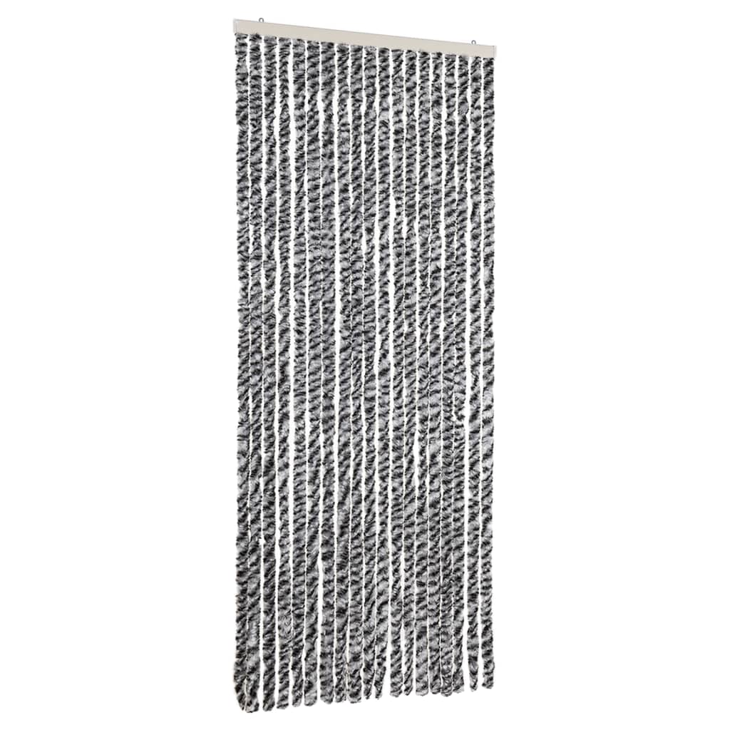 Vidaxl Fly Curtain 56x185 cm Chenille Grey and Black and White