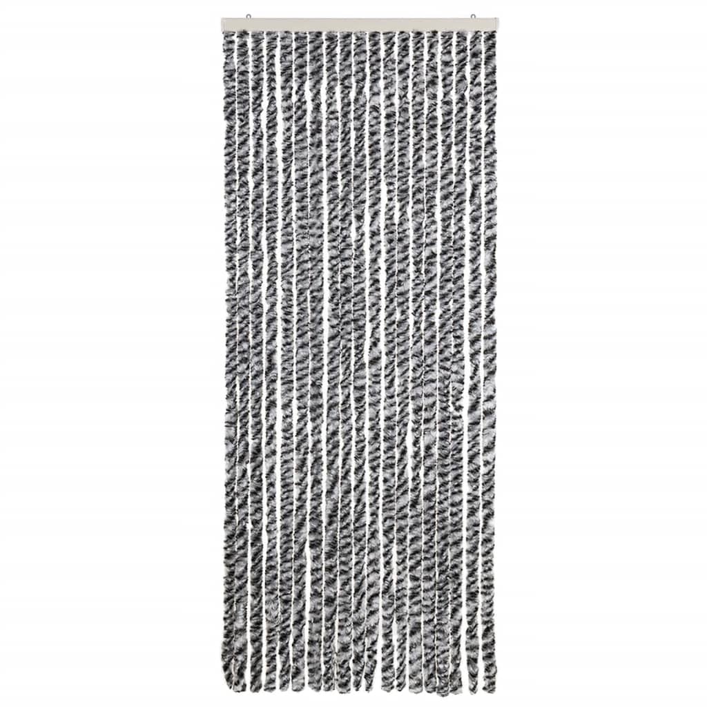 Vidaxl Fly curtain 56x200 cm Chenille gray and black and white