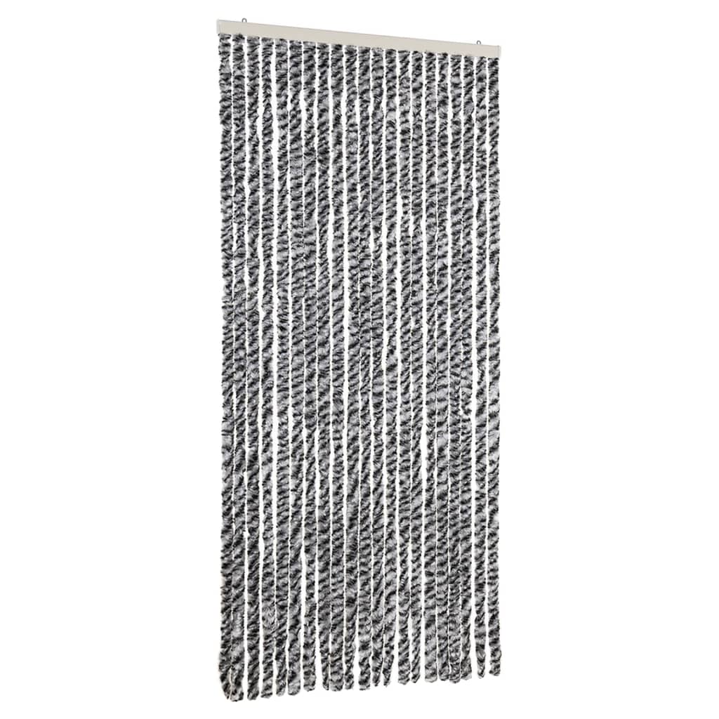 Cortina de mosca Vidaxl 90x200 cm chenille gris y blanco y negro