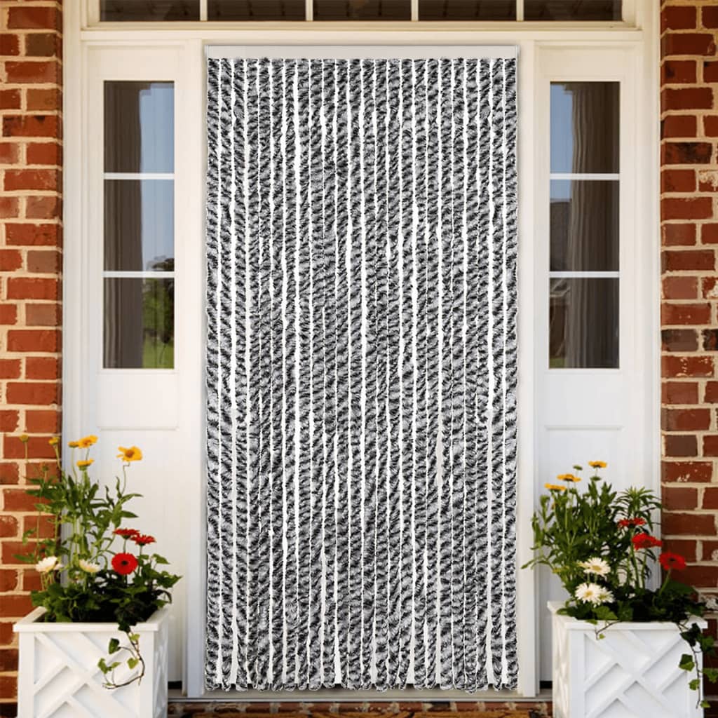 Vidaxl Fly curtain 100x200 cm Chenille Gray and Black and White