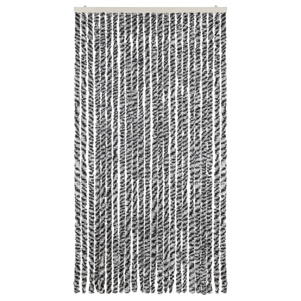 Cortina de mosca Vidaxl 100x220 cm chenille gris y blanco y negro