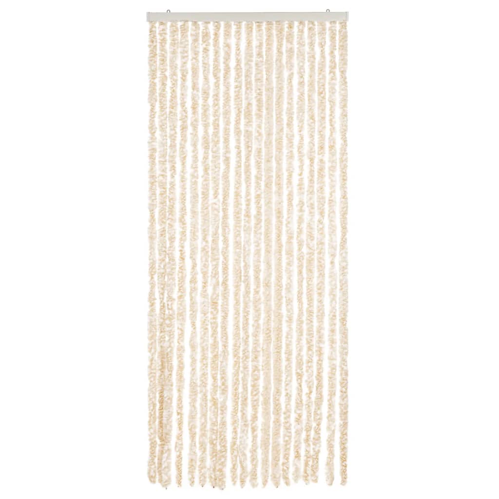 VidaXL Vliegengordijn 56x185 cm chenille beige en wit