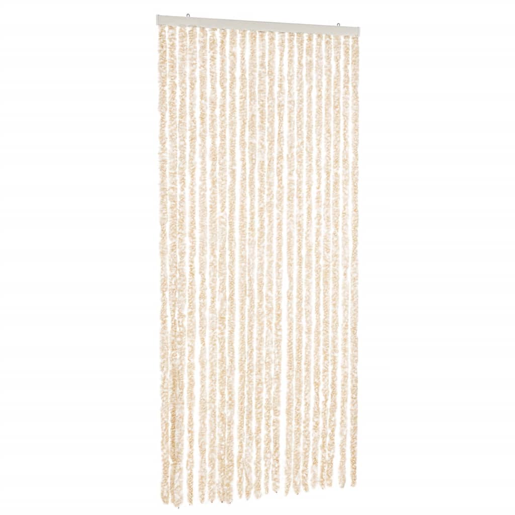 Vidaxl Fly Vorhang 90x200 cm Chenille Beige und Weiß