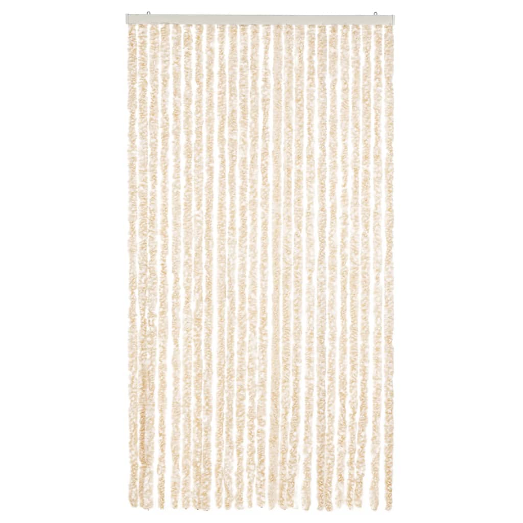 Vidaxl Fly Curtain 100x200 cm CHENILLE BEIGE ET BLANC