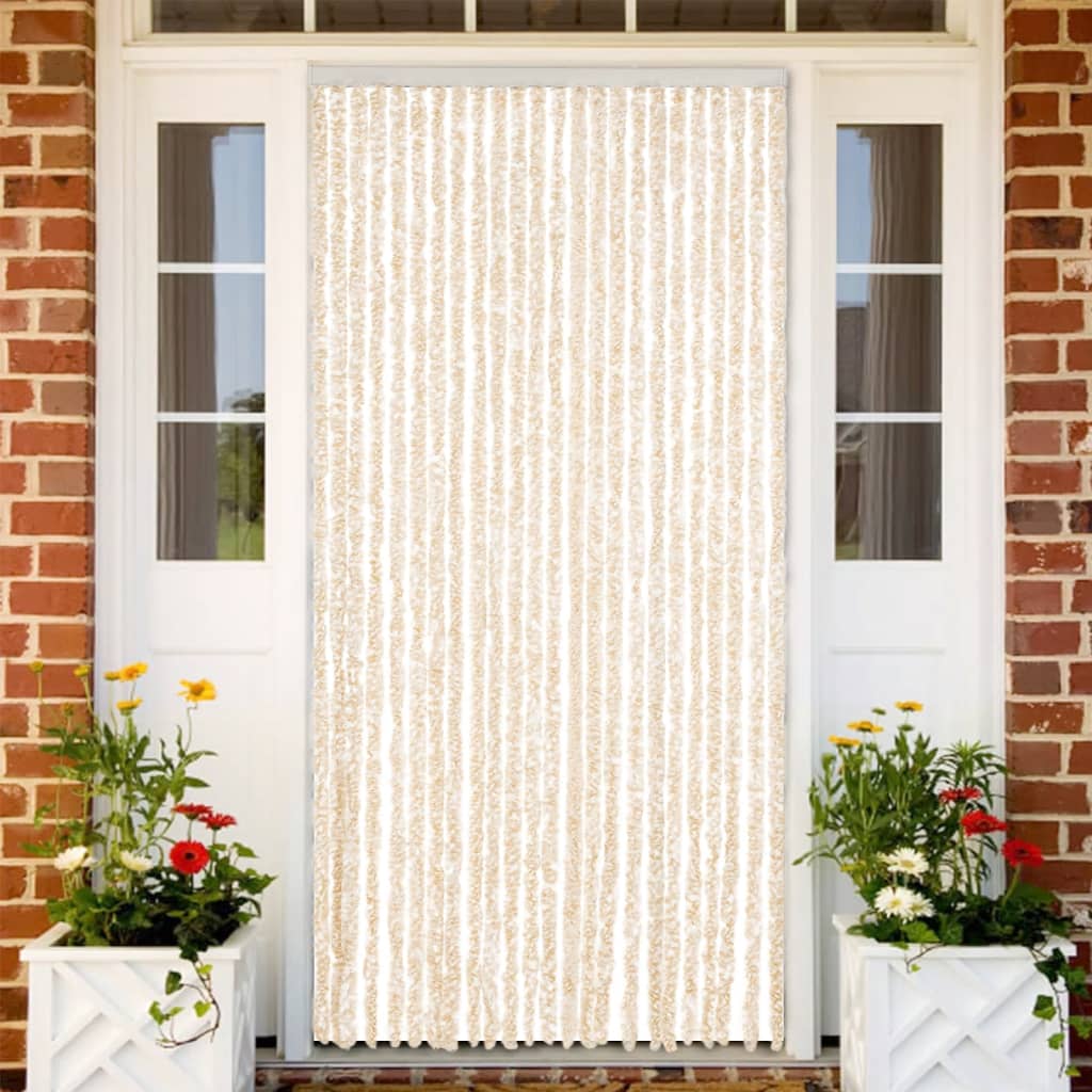 Vidaxl vliegengordijn 100x200 cm chenille beige en wit